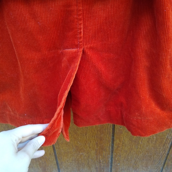 L.L. Bean Burnt Orange Corduroy Belted Trench Coat Pea Coat Size XS Petite - Picture 5 of 15